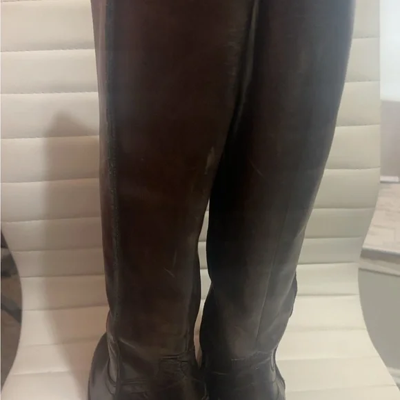 Frye Brown knee high wedge boots sz 8 - Picture 2 of 7